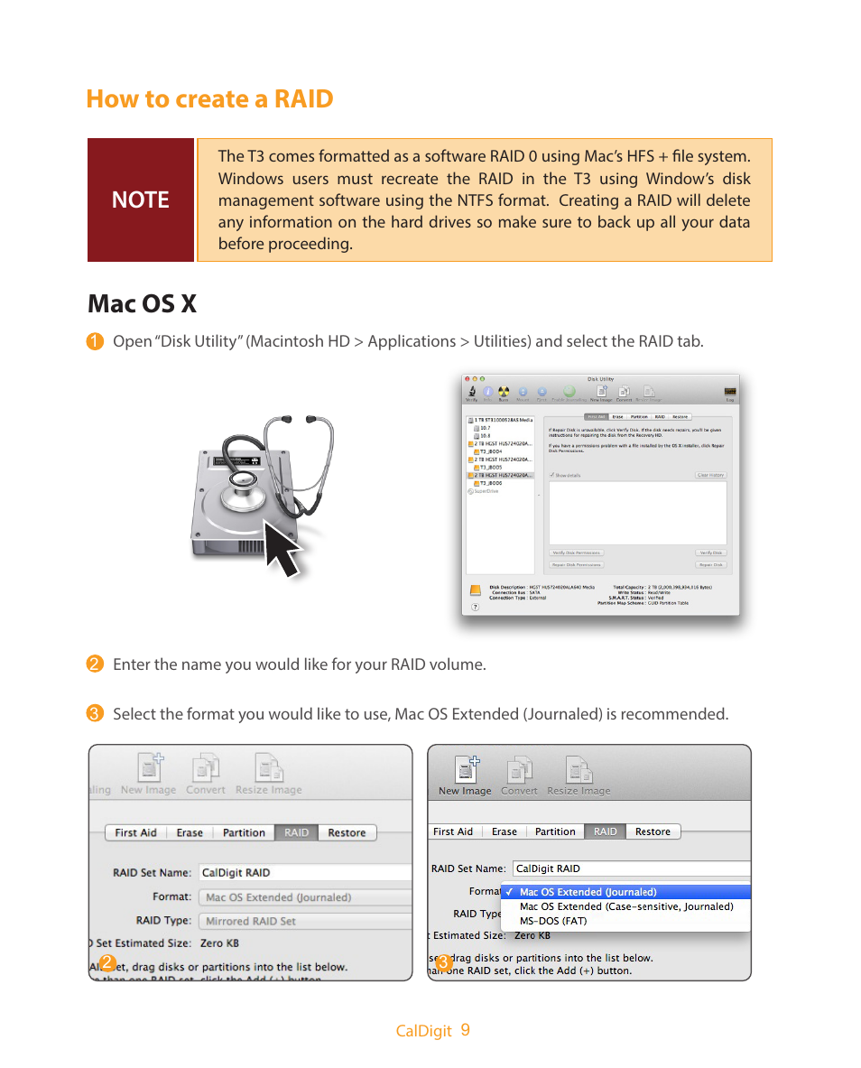 How to create a raid mac os x | CalDigit T3 User Manual | Page 9 / 20