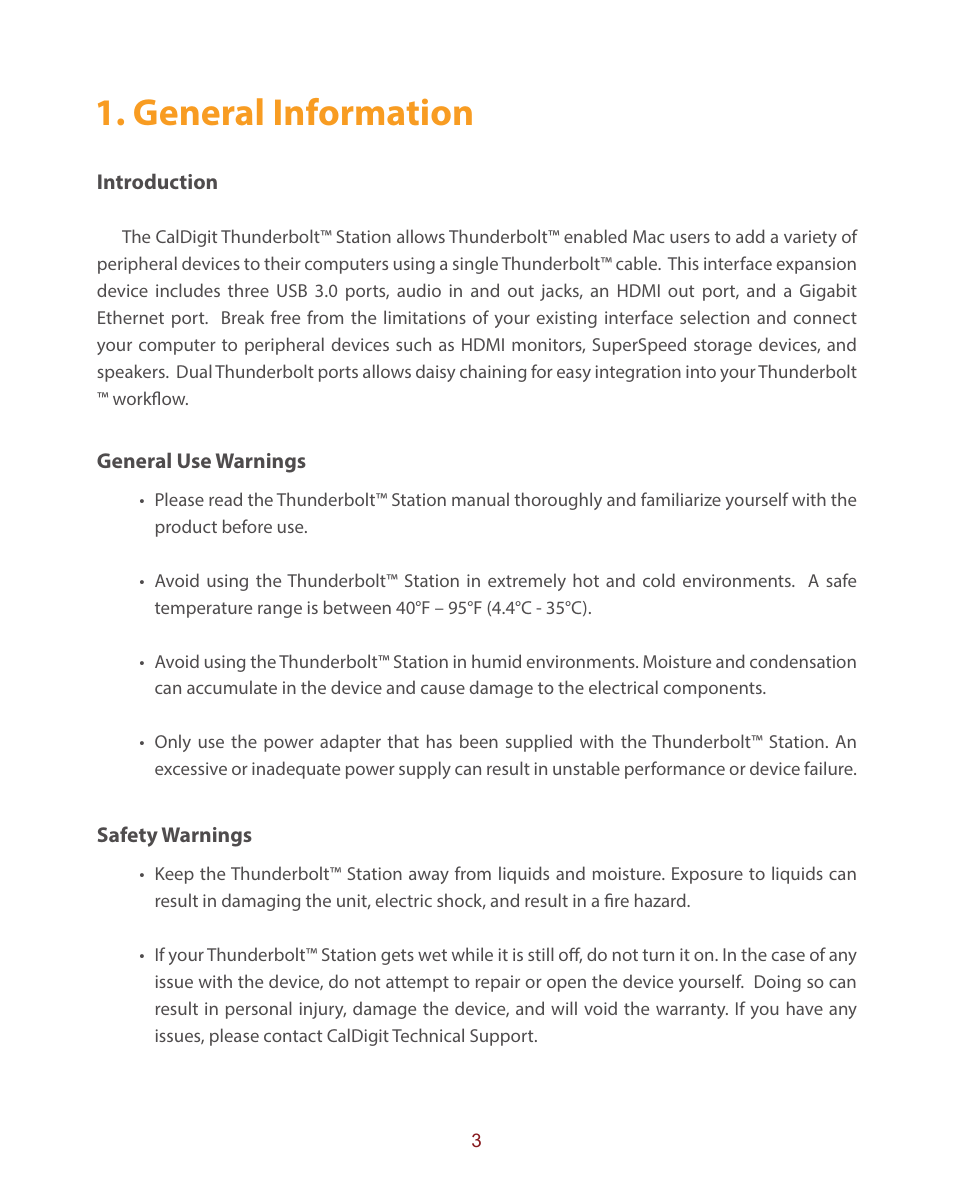 General information | CalDigit Thunderbolt Station User Manual | Page 3 / 12