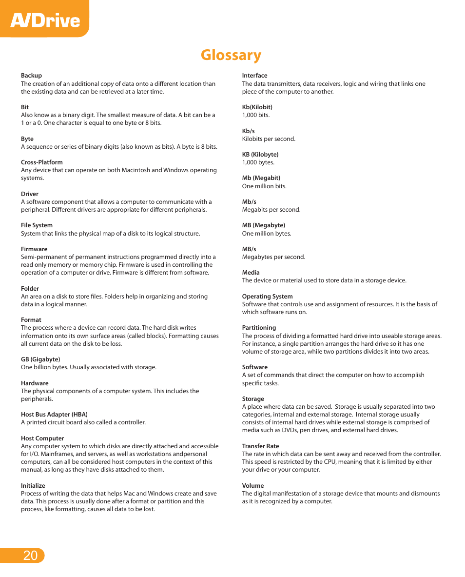 Glossary | CalDigit AV Drive User Manual | Page 20 / 21