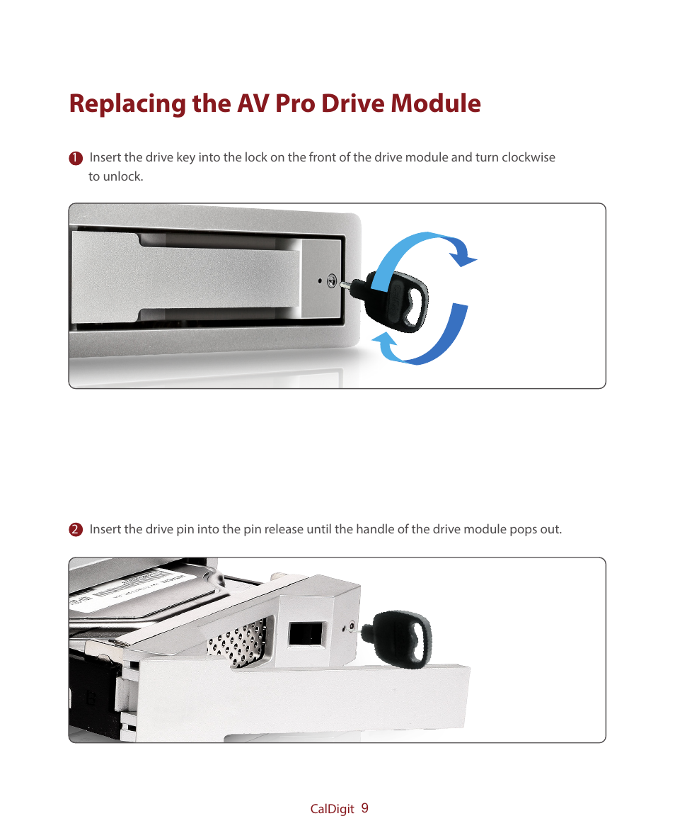 Replacing the av pro drive module | CalDigit AV Pro Combo User Manual | Page 9 / 21