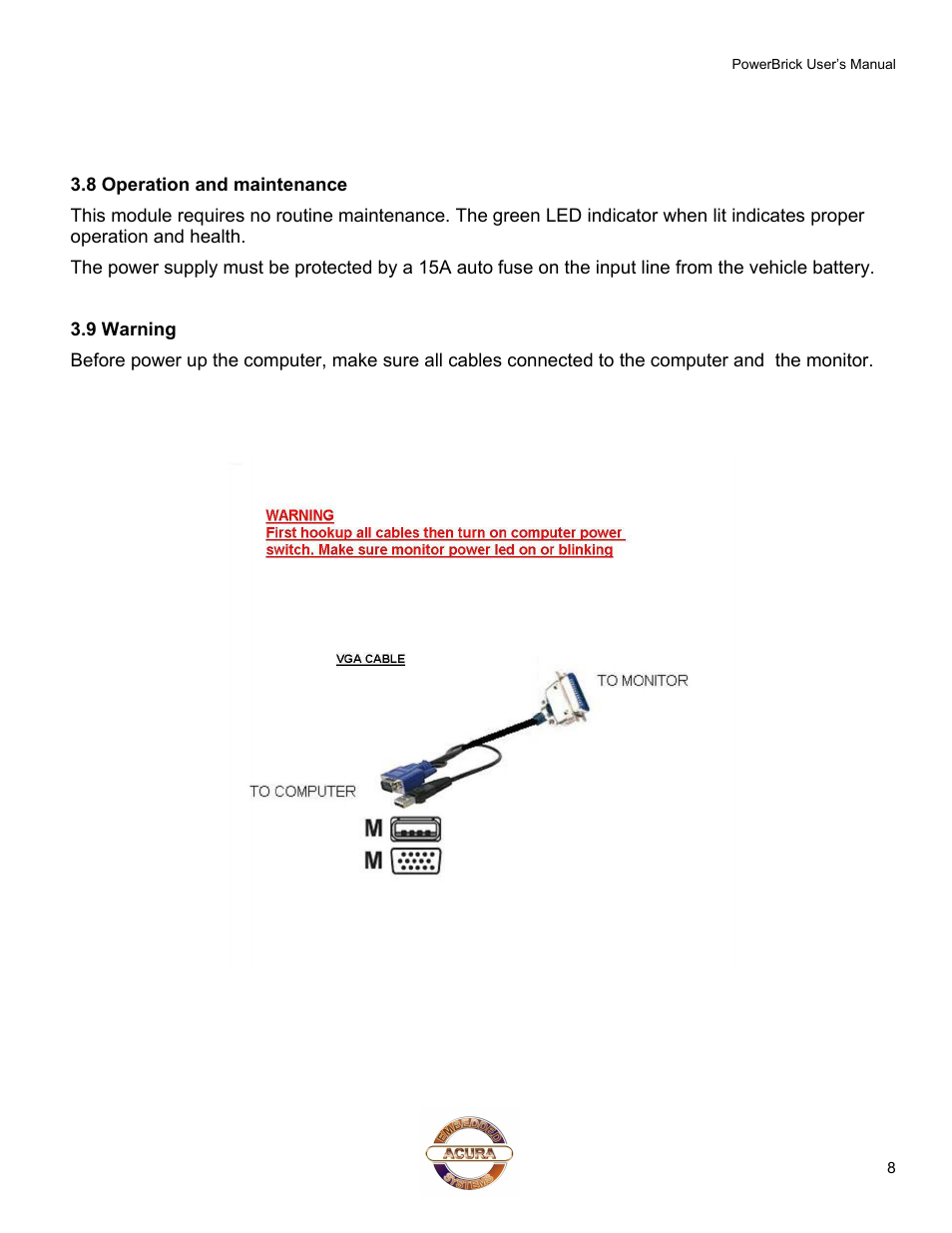Acura Embedded PowerBrick Small footprint rugged Pentium-M User Manual | Page 12 / 14