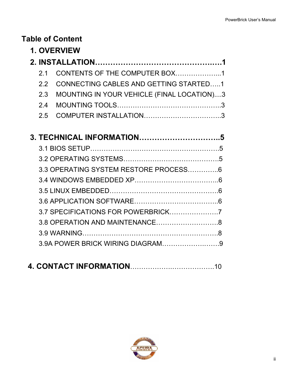 Acura Embedded PowerBrick Small footprint rugged Pentium-M User Manual | Page 3 / 14