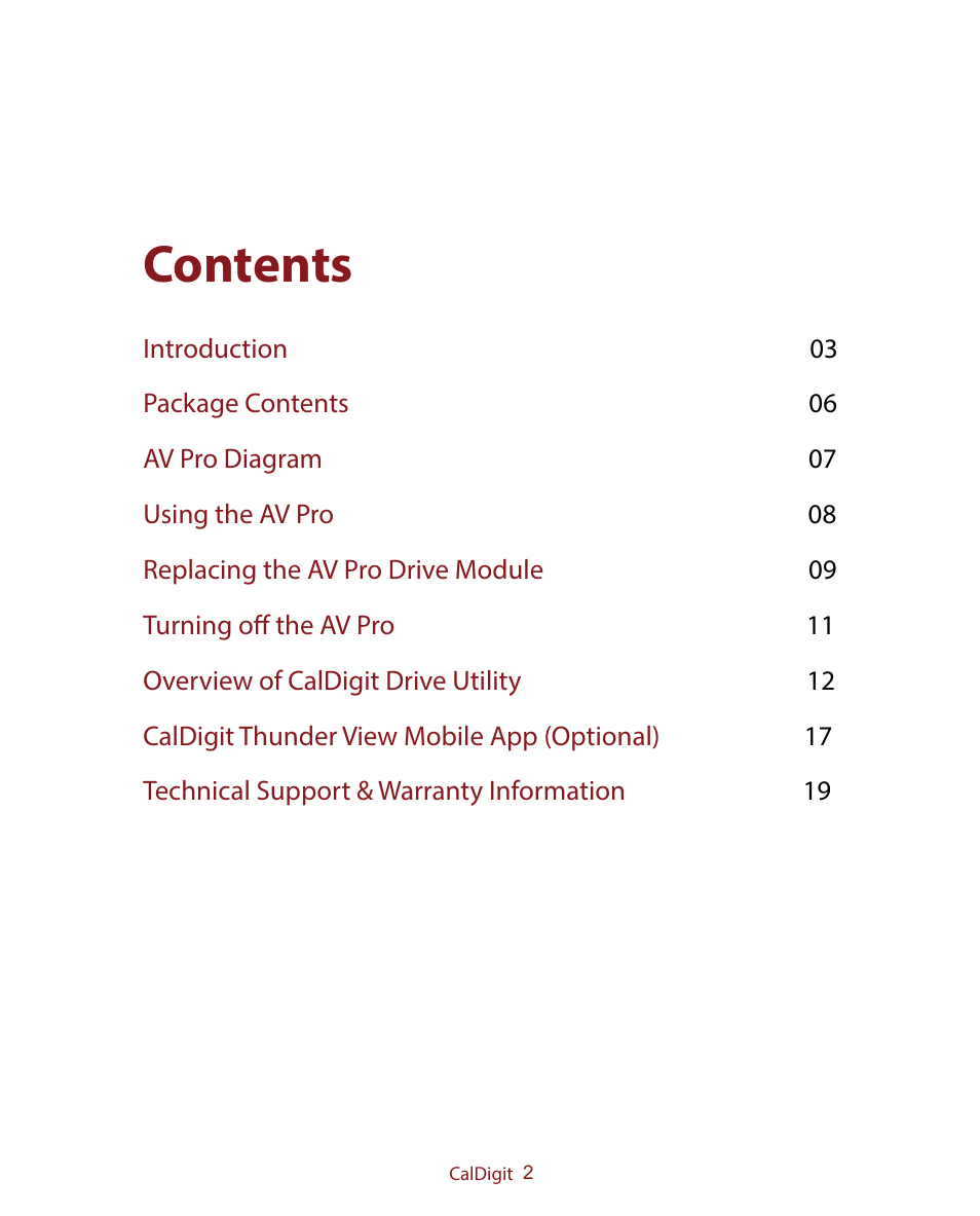 CalDigit AV Pro USB 3 Only User Manual | Page 2 / 21