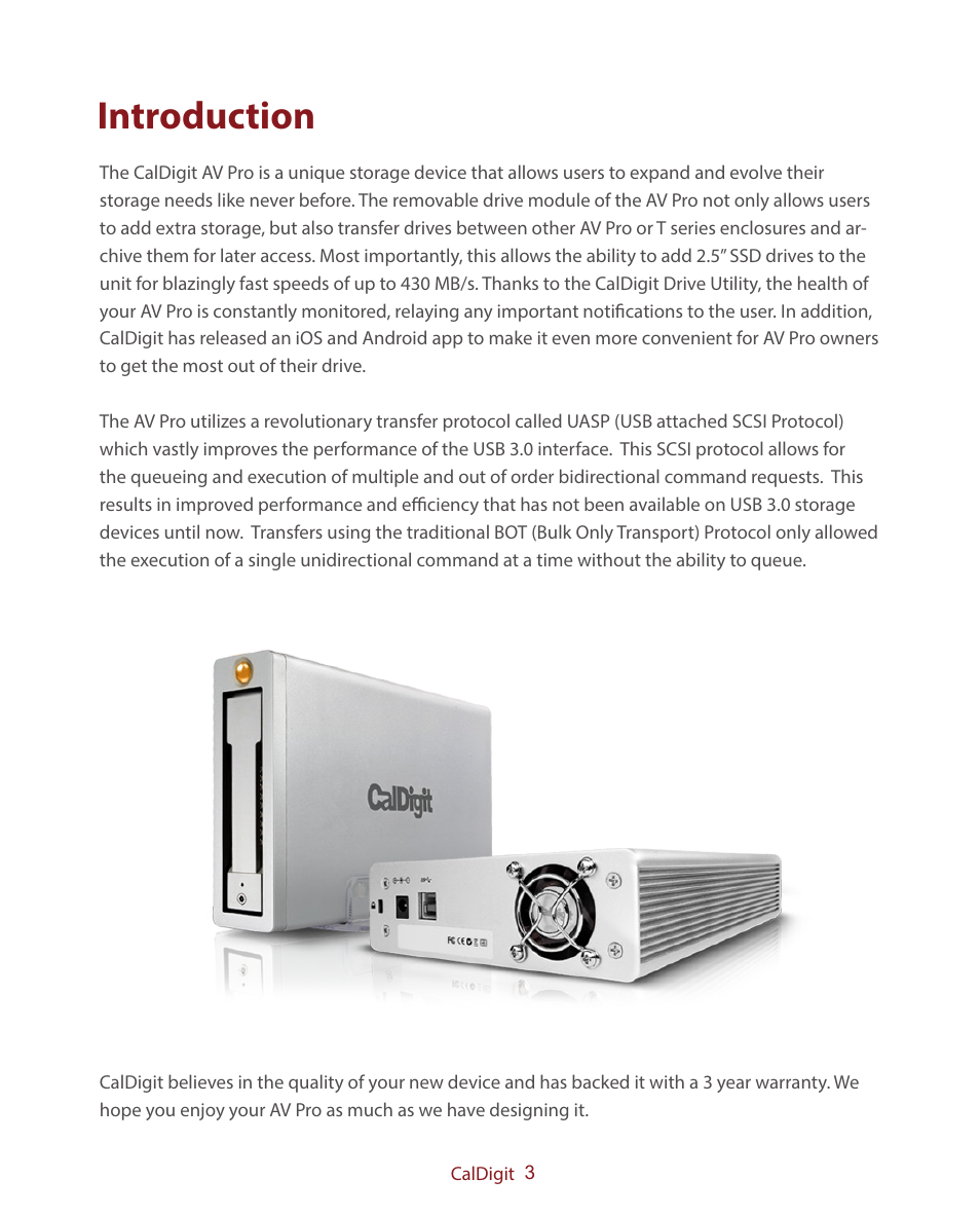 Introduction | CalDigit AV Pro USB 3 Only User Manual | Page 3 / 21