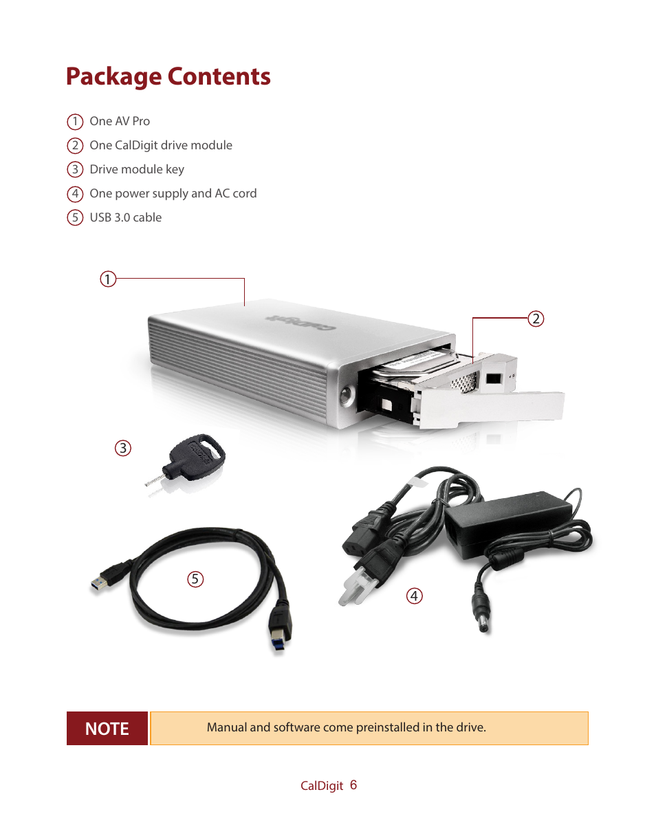 Package contents | CalDigit AV Pro USB 3 Only User Manual | Page 6 / 21