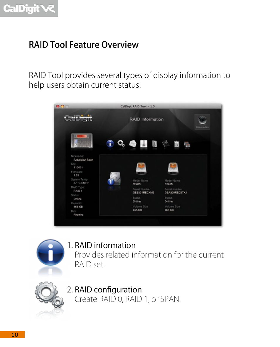 Raid tool feature overview | CalDigit VR User Manual | Page 10 / 20