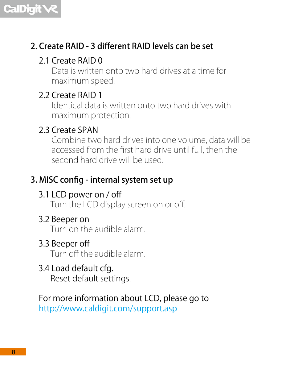 CalDigit VR User Manual | Page 8 / 20