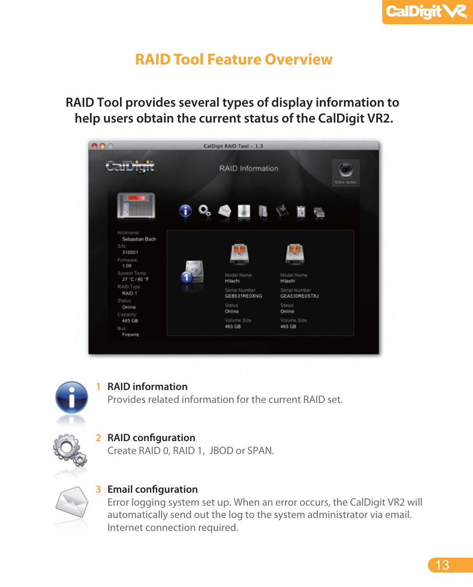 Raid tool feature overview | CalDigit VR2 User Manual | Page 13 / 21