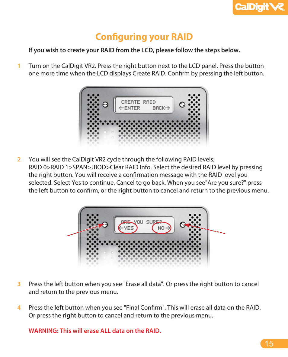 Configuring your raid | CalDigit VR2 User Manual | Page 15 / 21