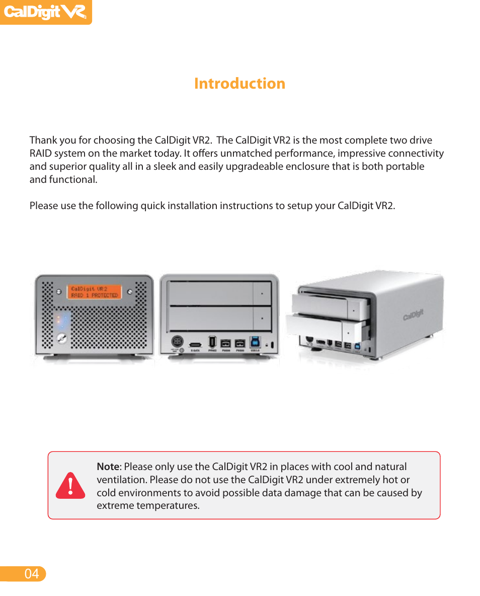 Introduction | CalDigit VR2 User Manual | Page 4 / 21