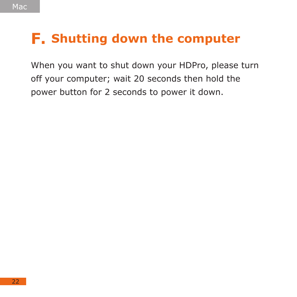 Shutting down the computer | CalDigit HDPro User Manual | Page 22 / 40