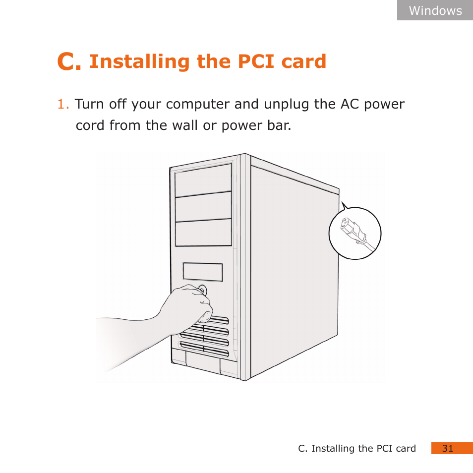 Installing the pci card | CalDigit HDPro User Manual | Page 31 / 40