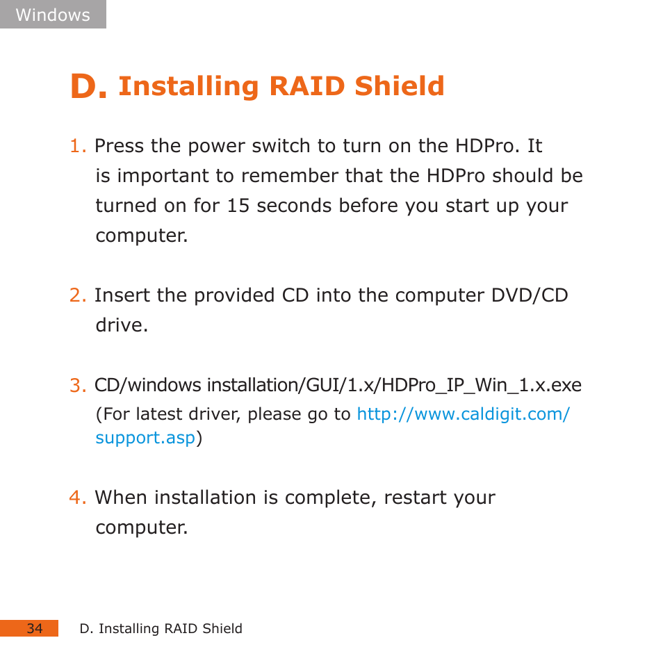 Installing raid shield | CalDigit HDPro User Manual | Page 34 / 40