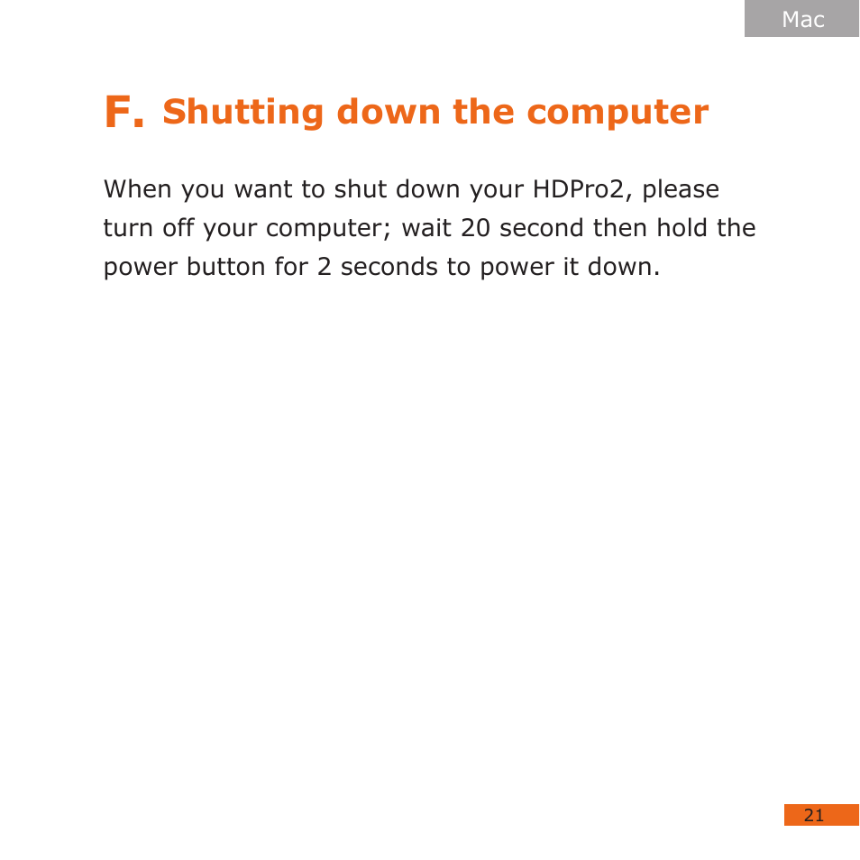 Shutting down the computer | CalDigit HDPro2 User Manual | Page 21 / 38