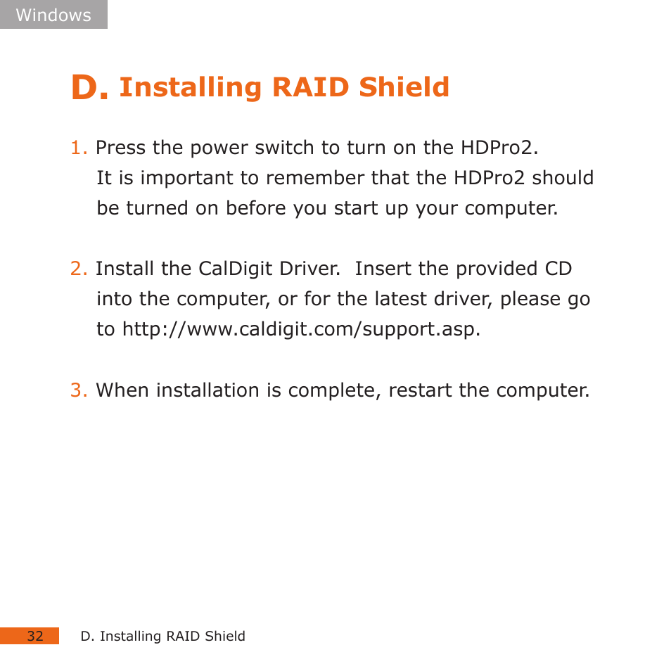 Installing raid shield | CalDigit HDPro2 User Manual | Page 32 / 38