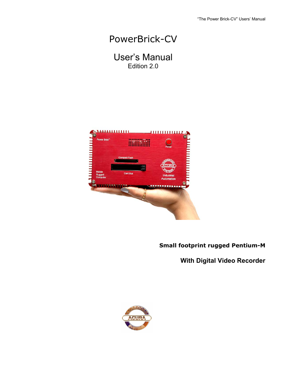Acura Embedded Power Brick-CV User Manual | 13 pages