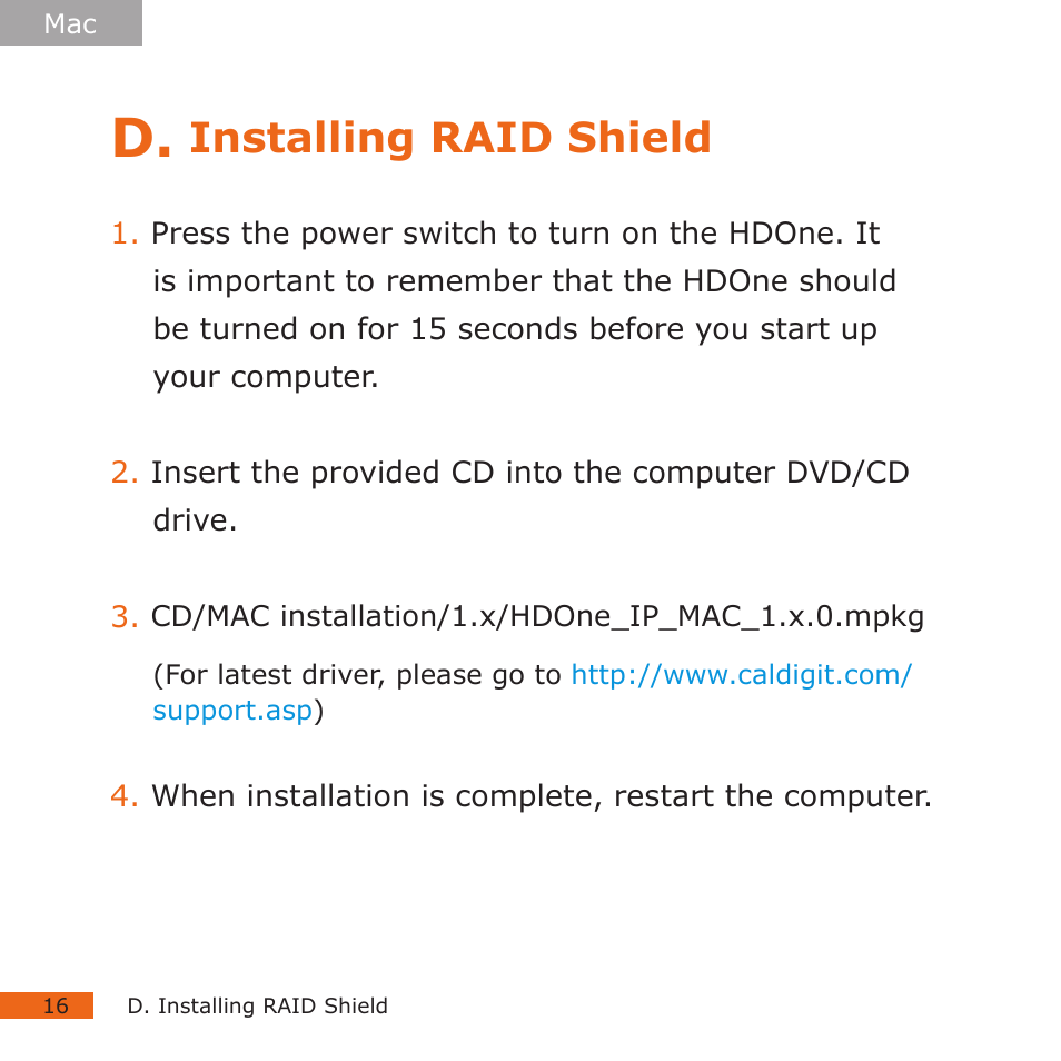 Installing raid shield | CalDigit HDOne User Manual | Page 16 / 36