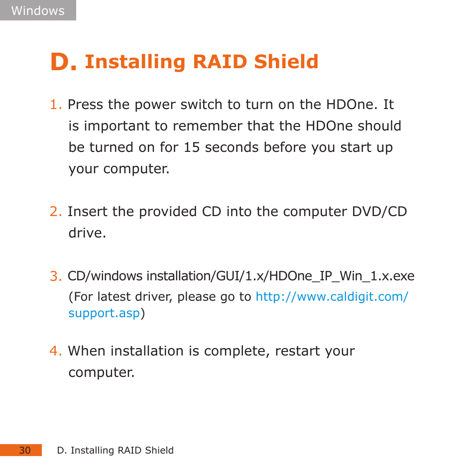 Installing raid shield | CalDigit HDOne User Manual | Page 30 / 36