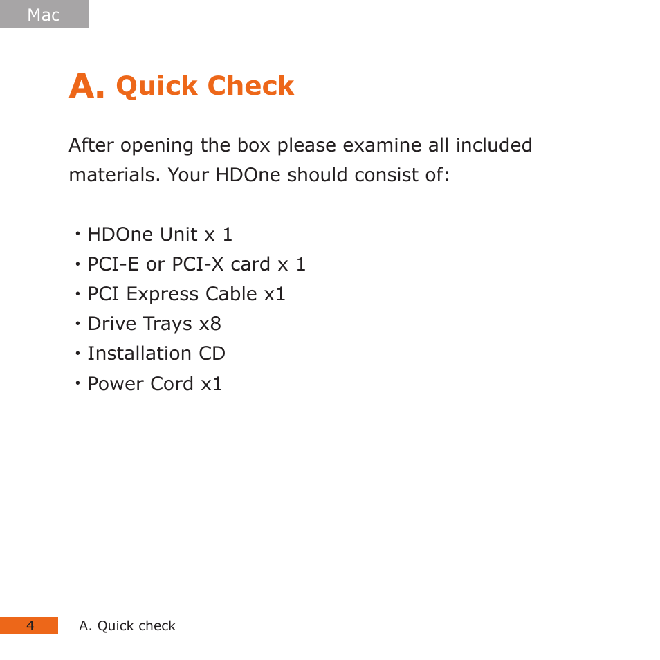 Quick check | CalDigit HDOne User Manual | Page 4 / 36