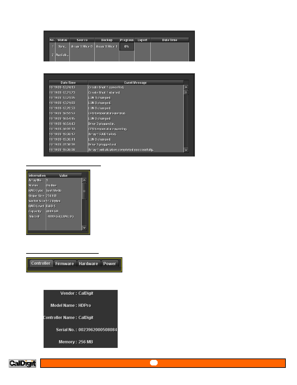 Array information window, General information tabs | CalDigit RAIDShield User Manual | Page 14 / 41