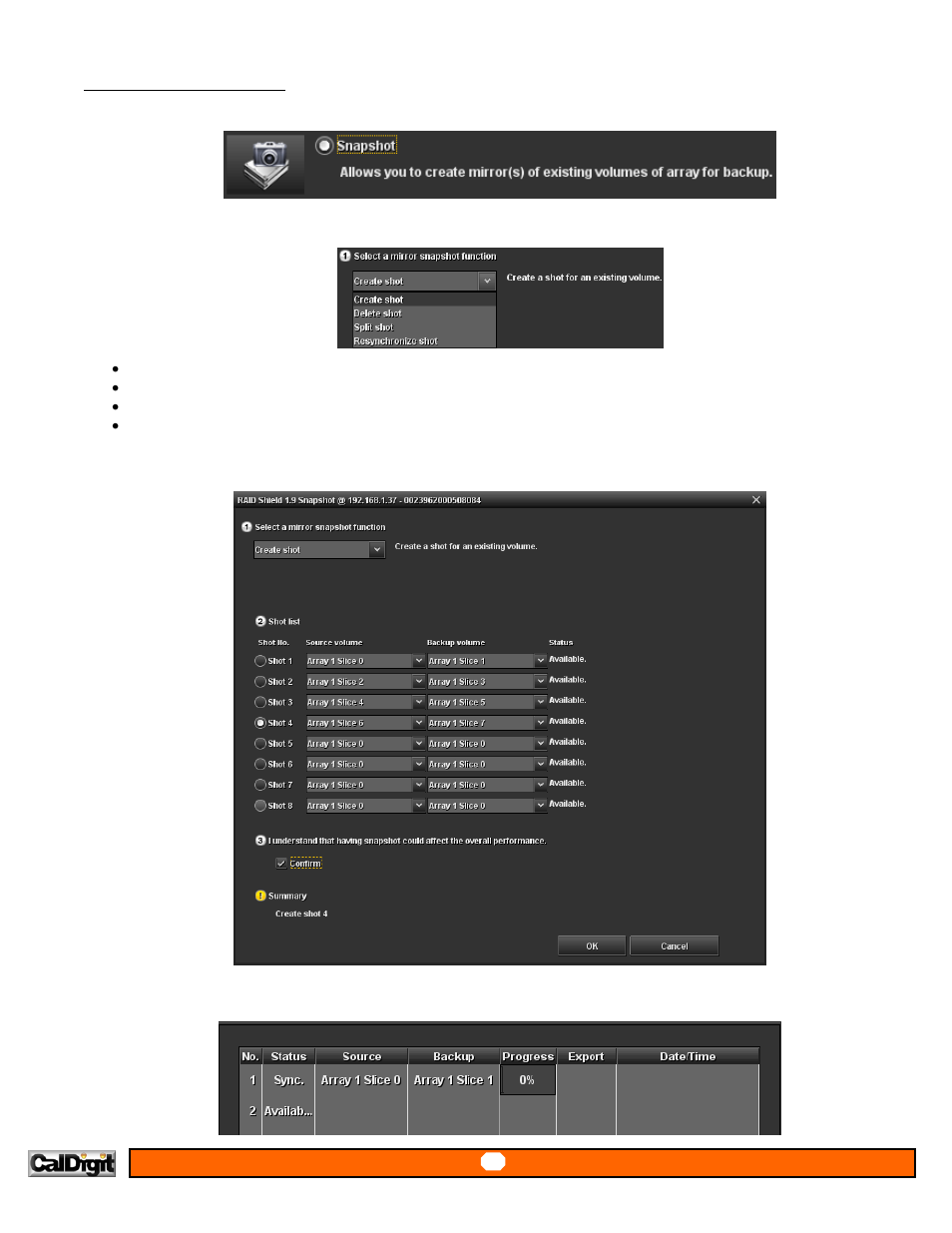 Advanced – snapshot | CalDigit RAIDShield User Manual | Page 29 / 41