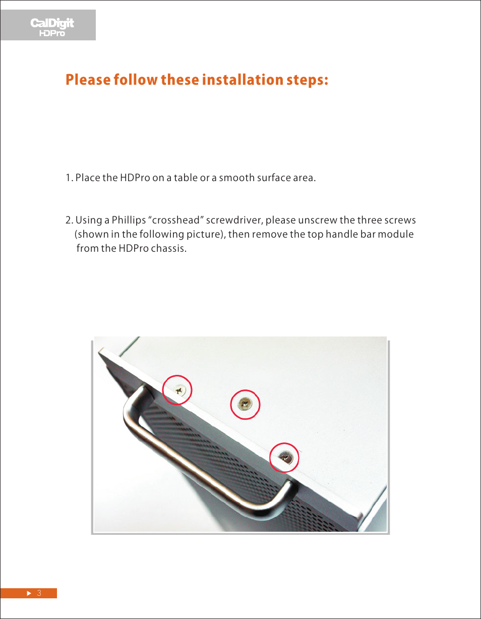 頁面 3, Please follow these installation steps | CalDigit HDPro Rackmount Kit User Manual | Page 3 / 8