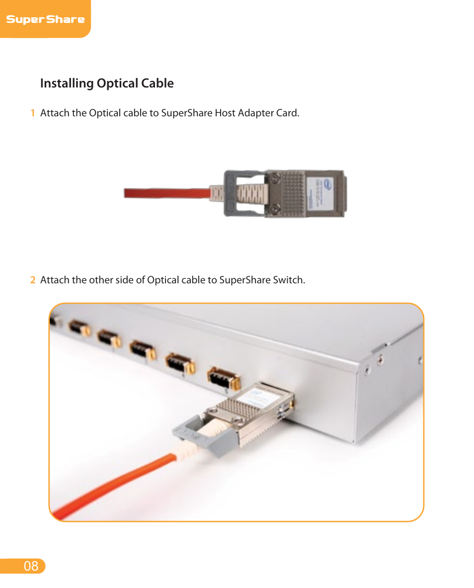 Installing optical cable | CalDigit SuperShare User Manual | Page 8 / 13