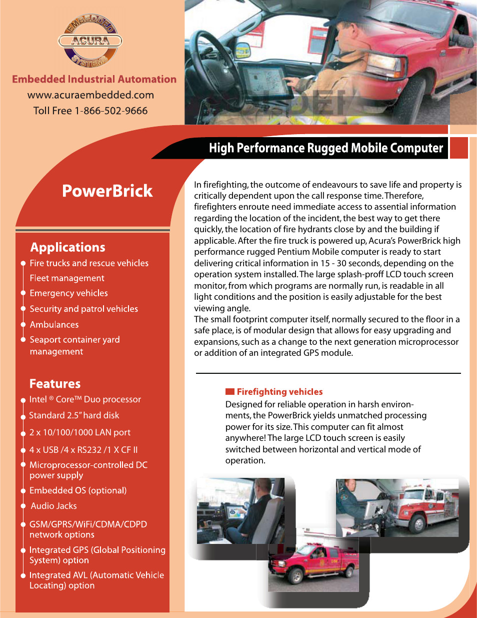 Acura Embedded PowerBrick - DV High Performance Rugged Mobile Computer User Manual | 2 pages