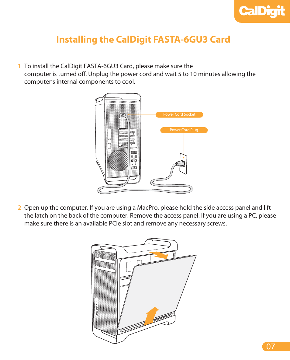 Installing the caldigit fasta-6gu3 card | CalDigit FASTA-6GU3 Card User Manual | Page 7 / 15