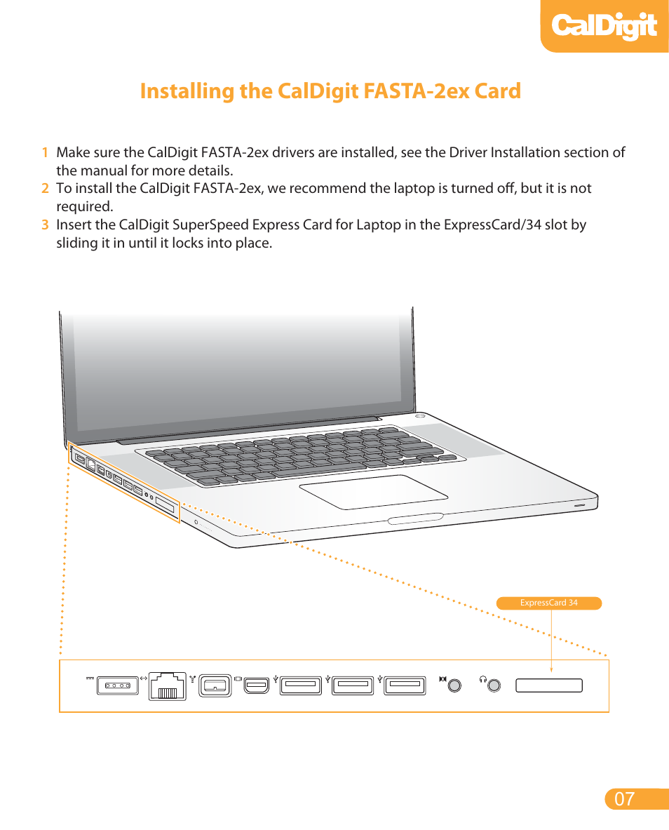 Installing the caldigit fasta-2ex card | CalDigit FASTA-2ex Card User Manual | Page 7 / 15