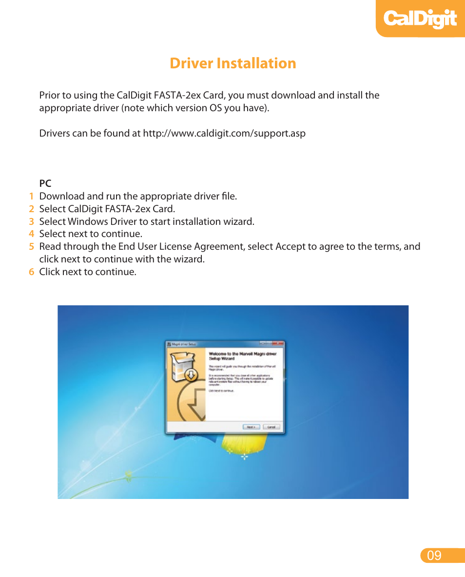Driver installation | CalDigit FASTA-2ex Card User Manual | Page 9 / 15