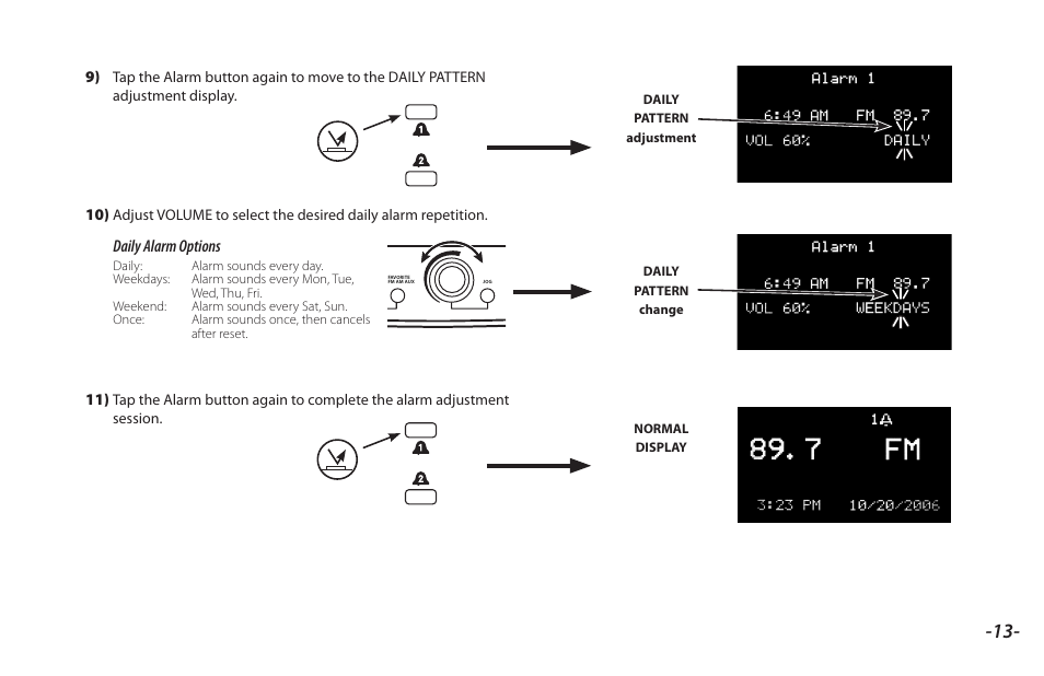 Daily alarm options | Cambridge SoundWorks SoundWorks Radio 720 User Manual | Page 15 / 18