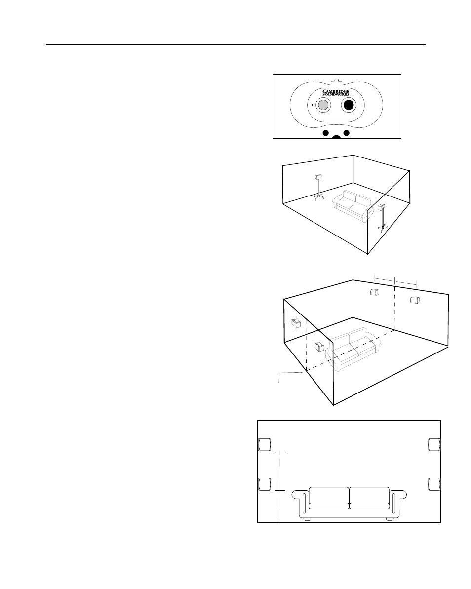 Positioning your speakers, A. b. c. d | Cambridge SoundWorks S100 MultiPole Surround Speakers User Manual | Page 4 / 12