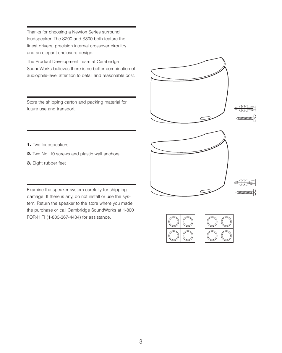 Cambridge SoundWorks S200 MultiPole Surround Speakers User Manual | Page 3 / 12