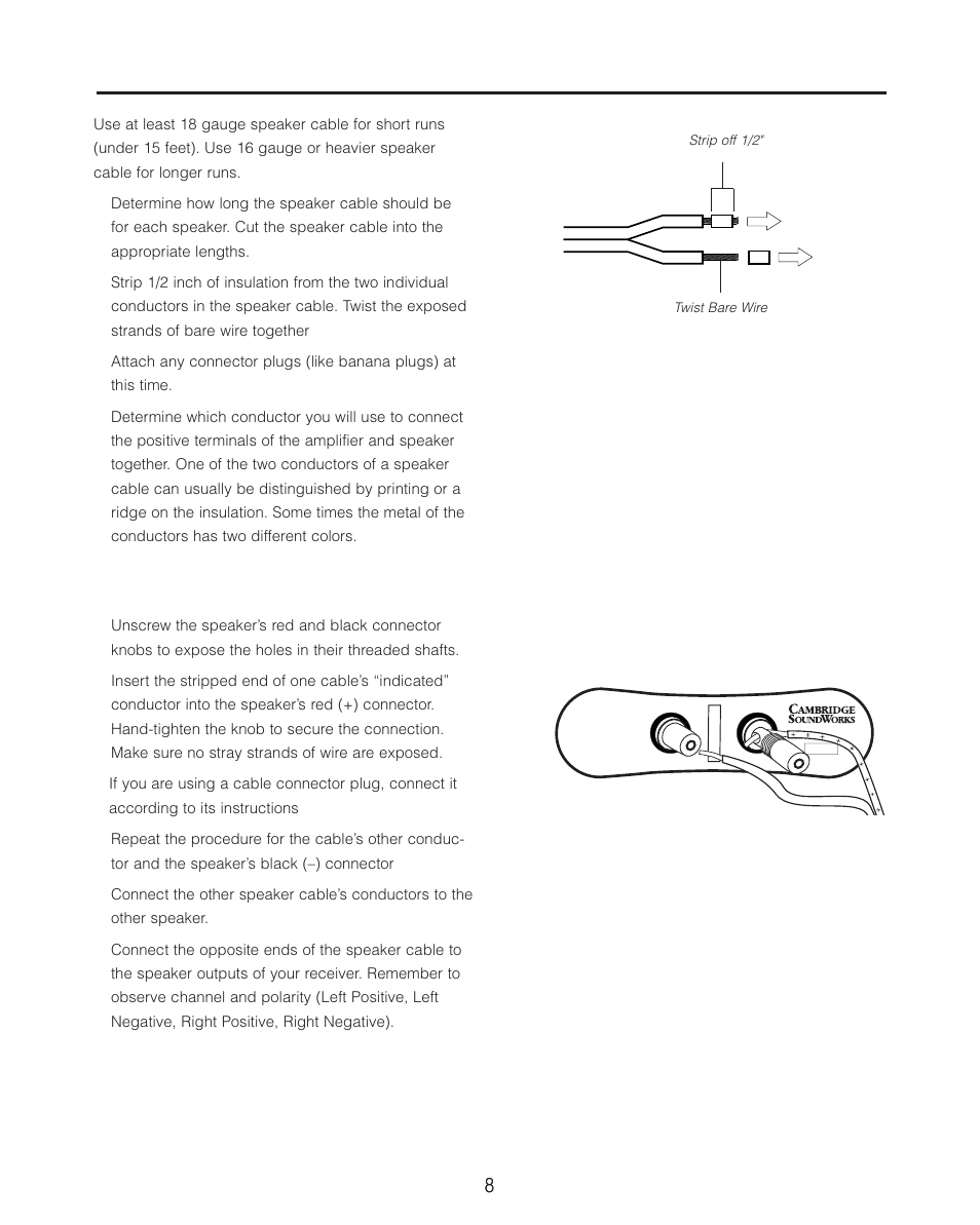 Prepare the speaker wire, S200 | Cambridge SoundWorks S200 MultiPole Surround Speakers User Manual | Page 8 / 12