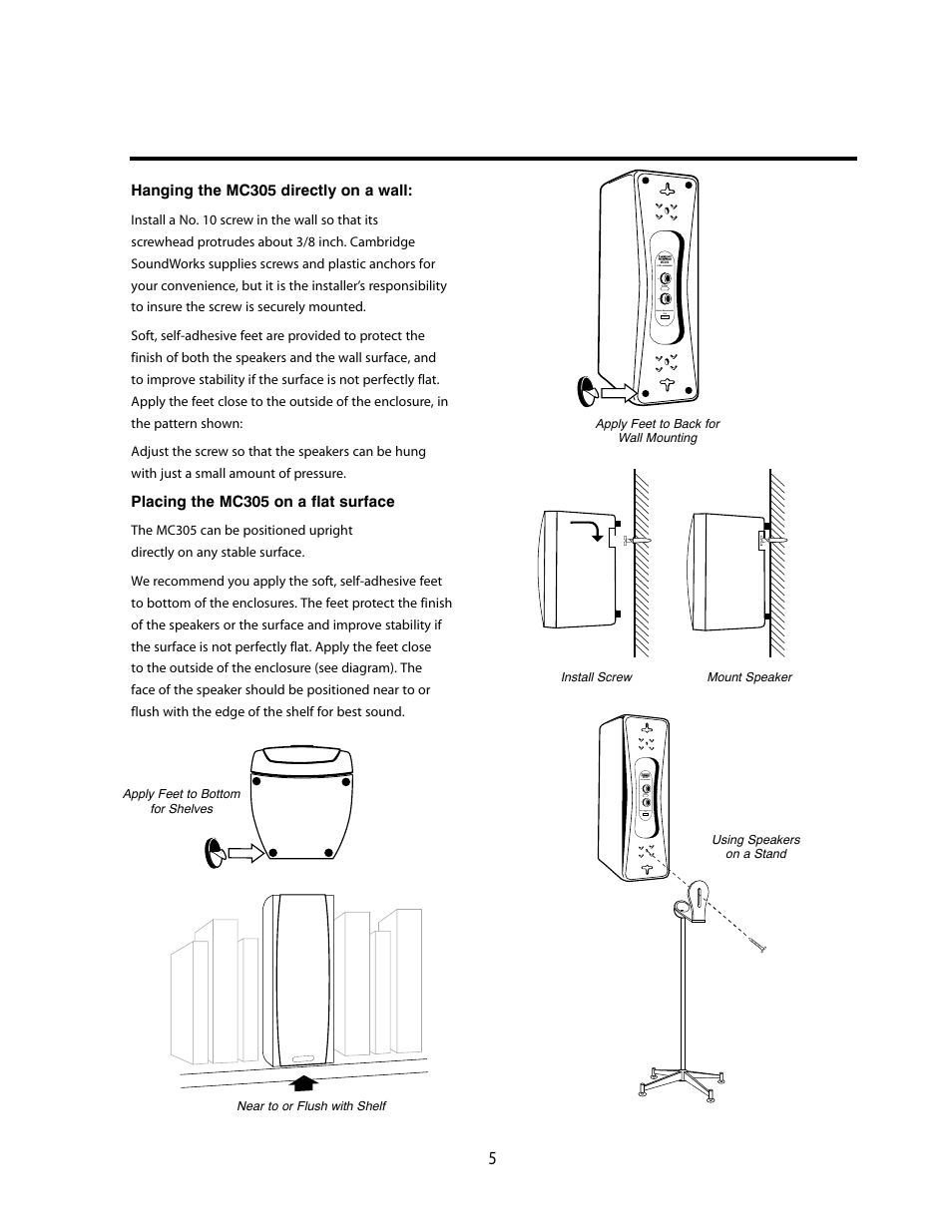 Cambridge SoundWorks MC305 3-Driver, 2-Way Main/Center/Surround Loudspeaker User Manual | Page 5 / 12