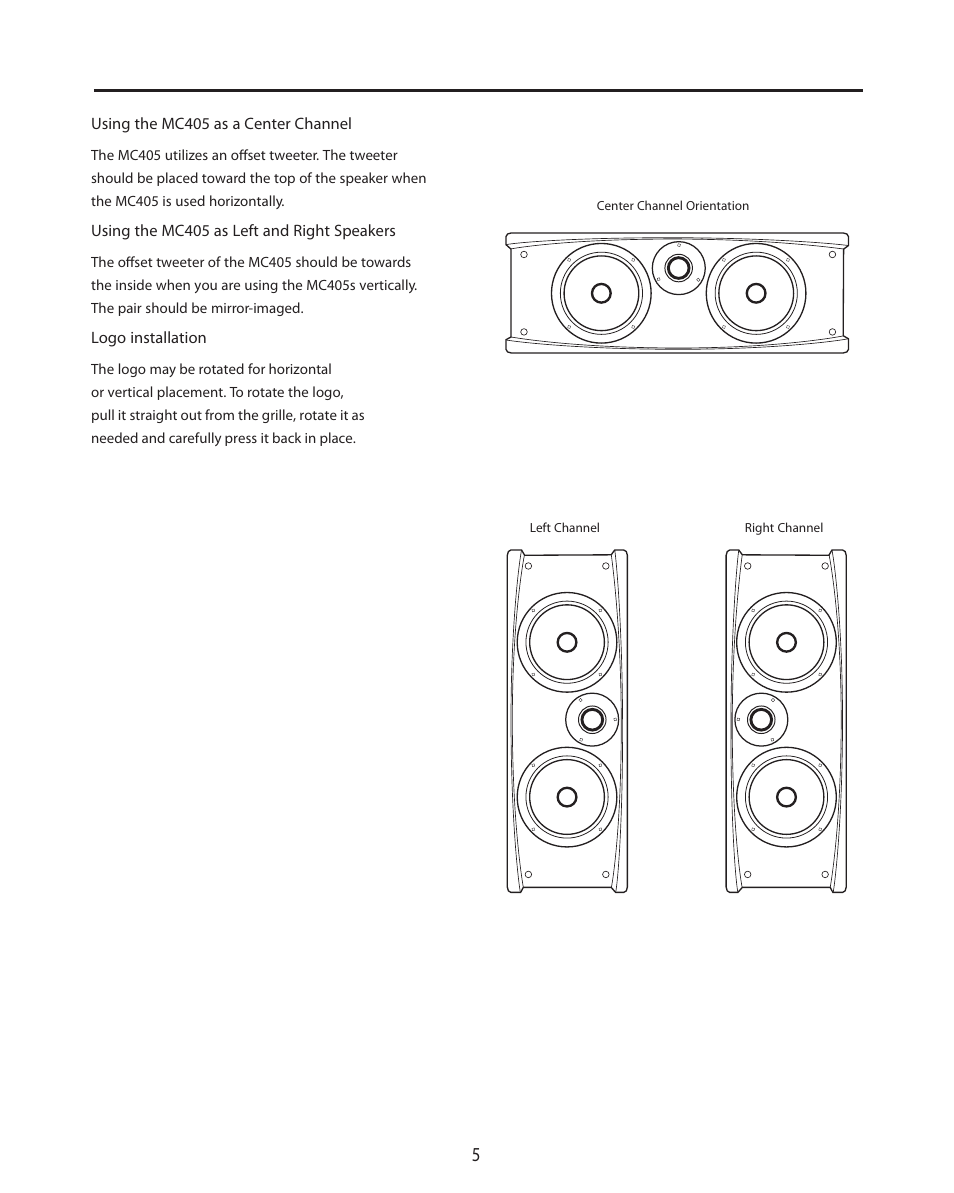 Cambridge SoundWorks MC405 3-Driver, 2-Way Main/Center/Surround Loudspeaker User Manual | Page 5 / 12