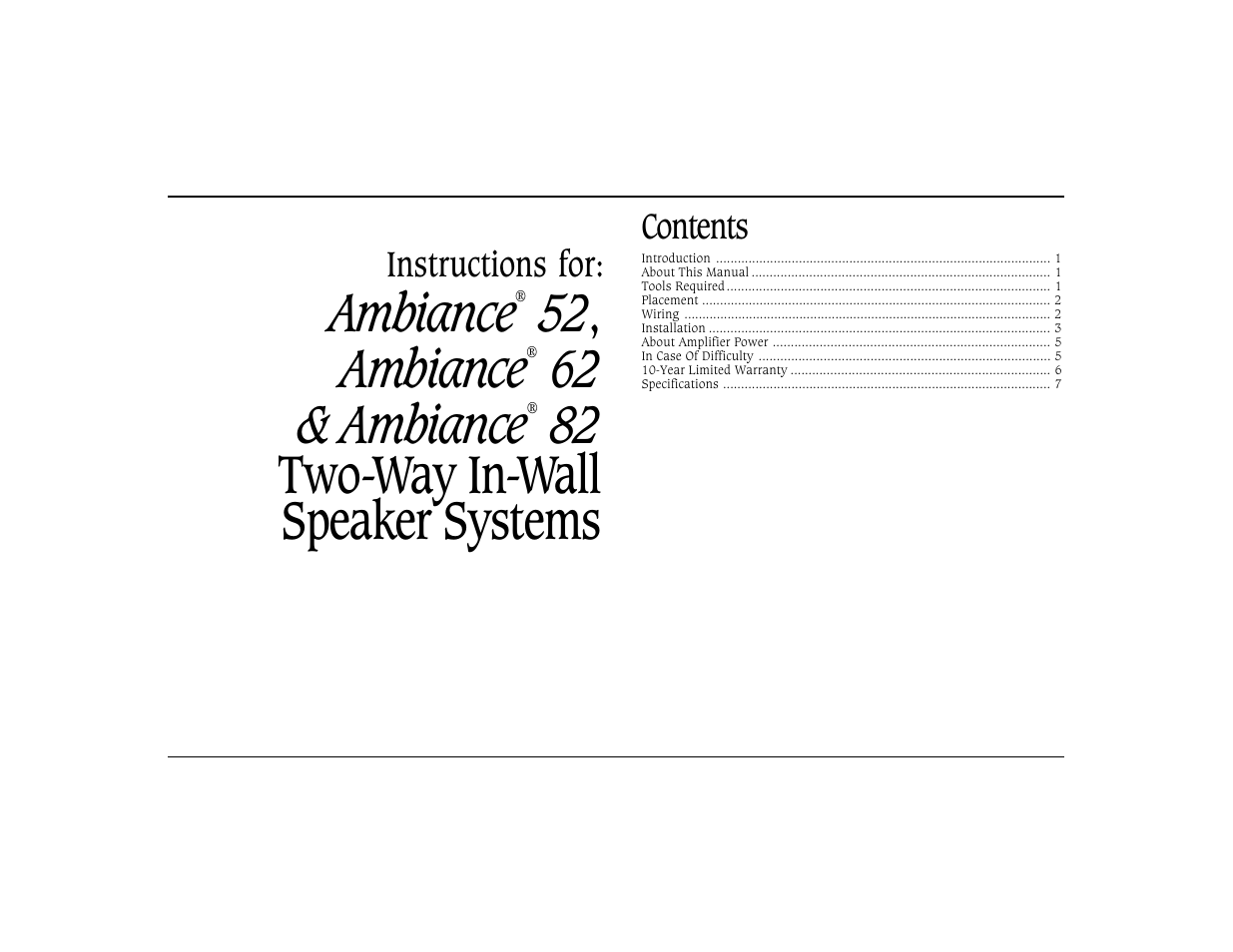 Cambridge SoundWorks Ambiance 82 2-Way In-Ceiling Speaker Systems User Manual | 9 pages