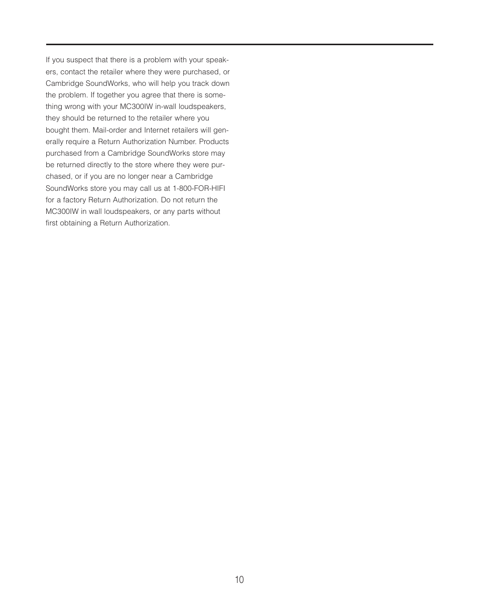 Cambridge SoundWorks MC300IW In-Wall LCR Loudspeaker User Manual | Page 10 / 12