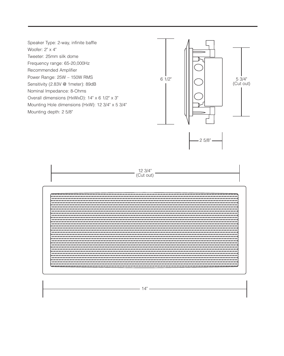 Specifications | Cambridge SoundWorks MC300IW In-Wall LCR Loudspeaker User Manual | Page 11 / 12