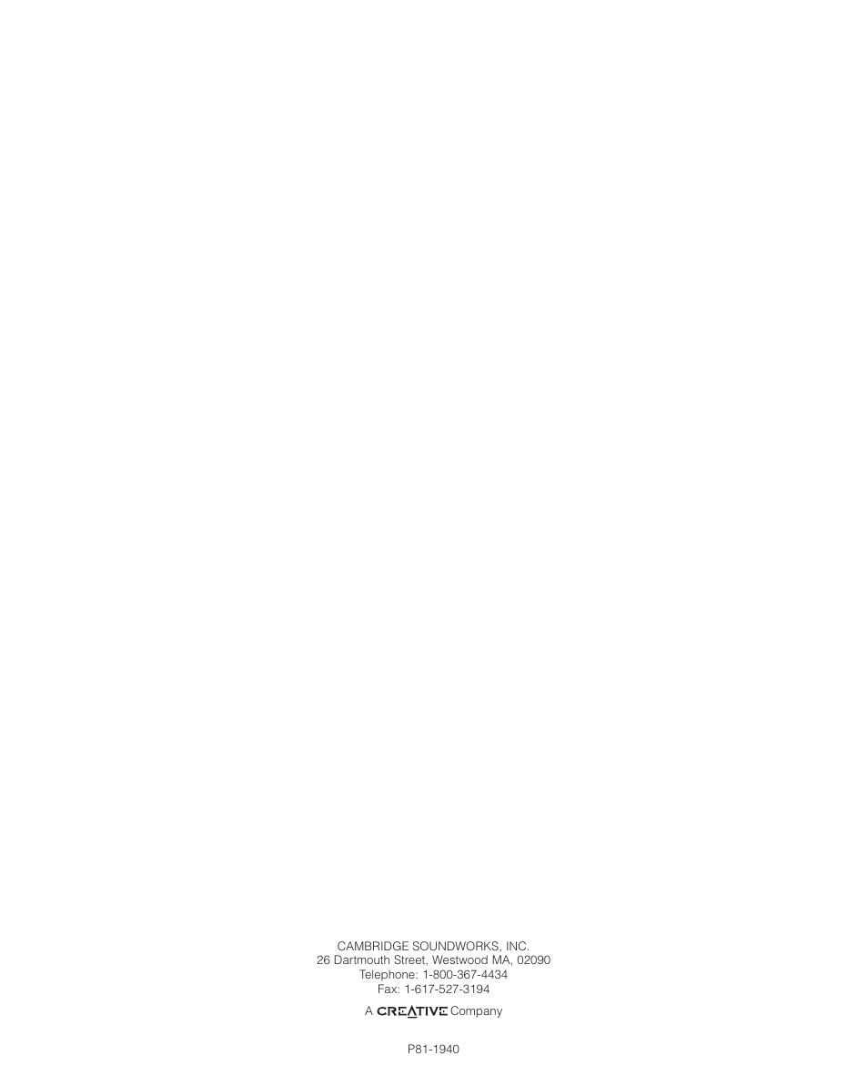 Cambridge SoundWorks MC300IW In-Wall LCR Loudspeaker User Manual | Page 12 / 12