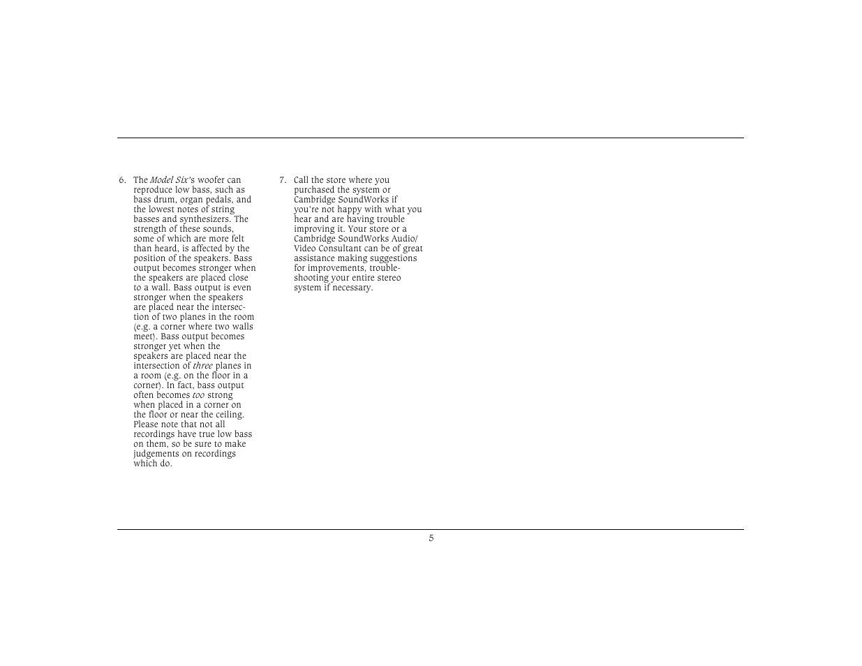 Cambridge SoundWorks Six by Henry Kloss User Manual | Page 6 / 11