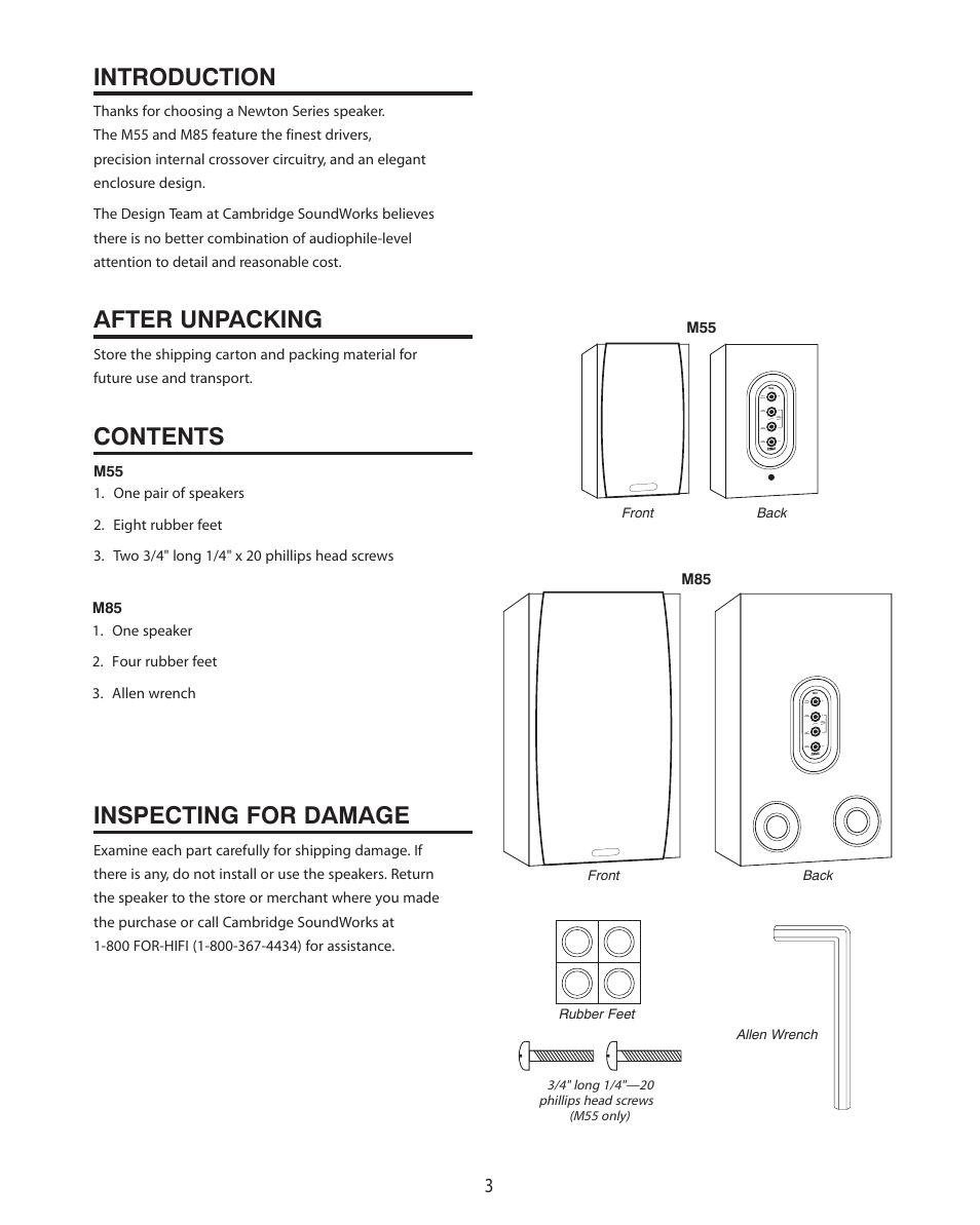 Cambridge SoundWorks M86 Bookshelf Loudspeaker User Manual | Page 3 / 12