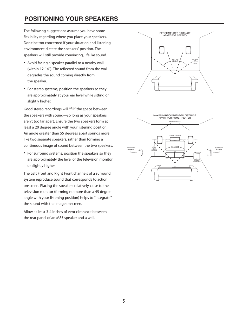 Positioning your speakers, Void, Or 'ood | Or 4he !llow | Cambridge SoundWorks M86 Bookshelf Loudspeaker User Manual | Page 5 / 12