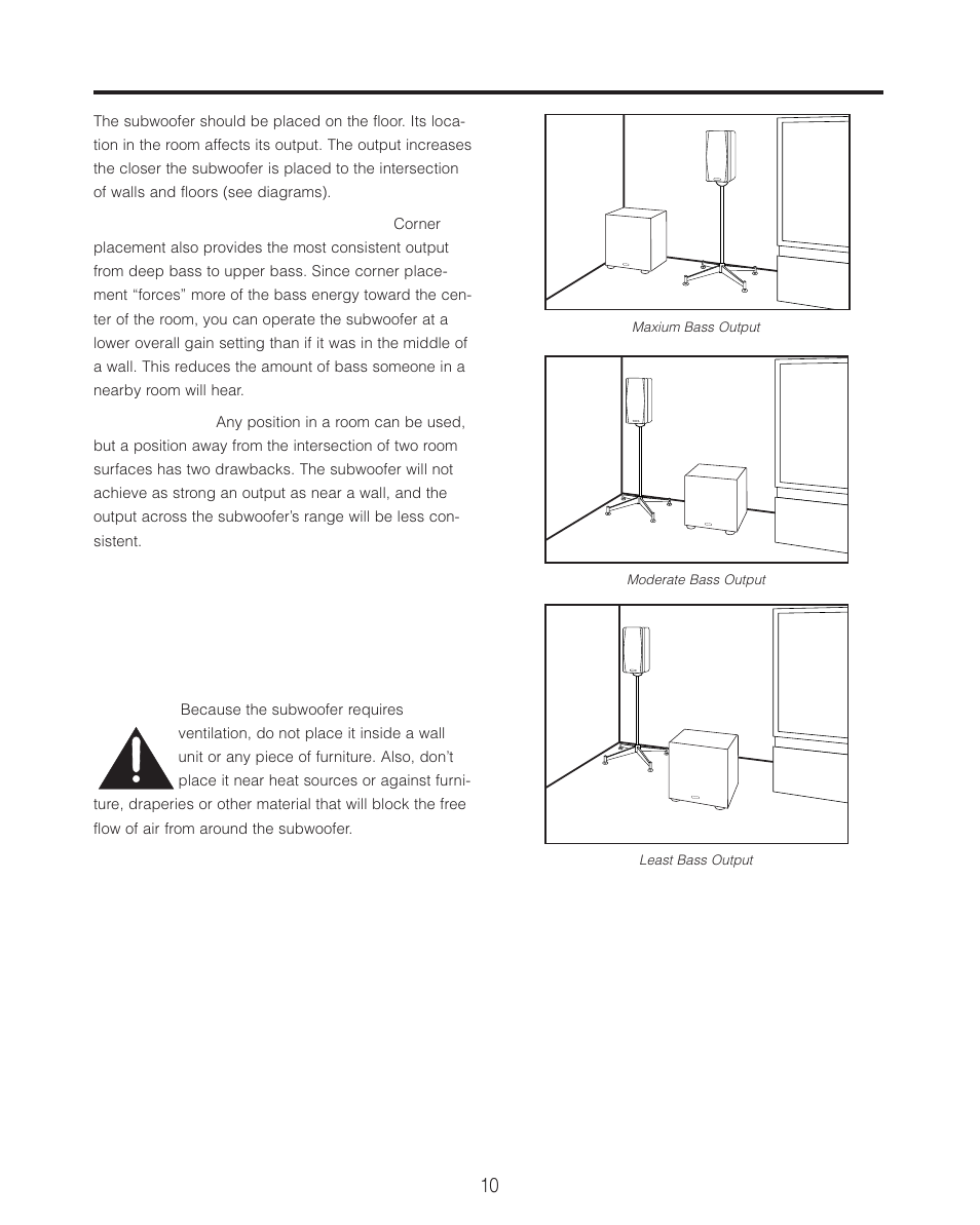 Placement | Cambridge SoundWorks BassCube 10S Powered Subwoofers User Manual | Page 10 / 16