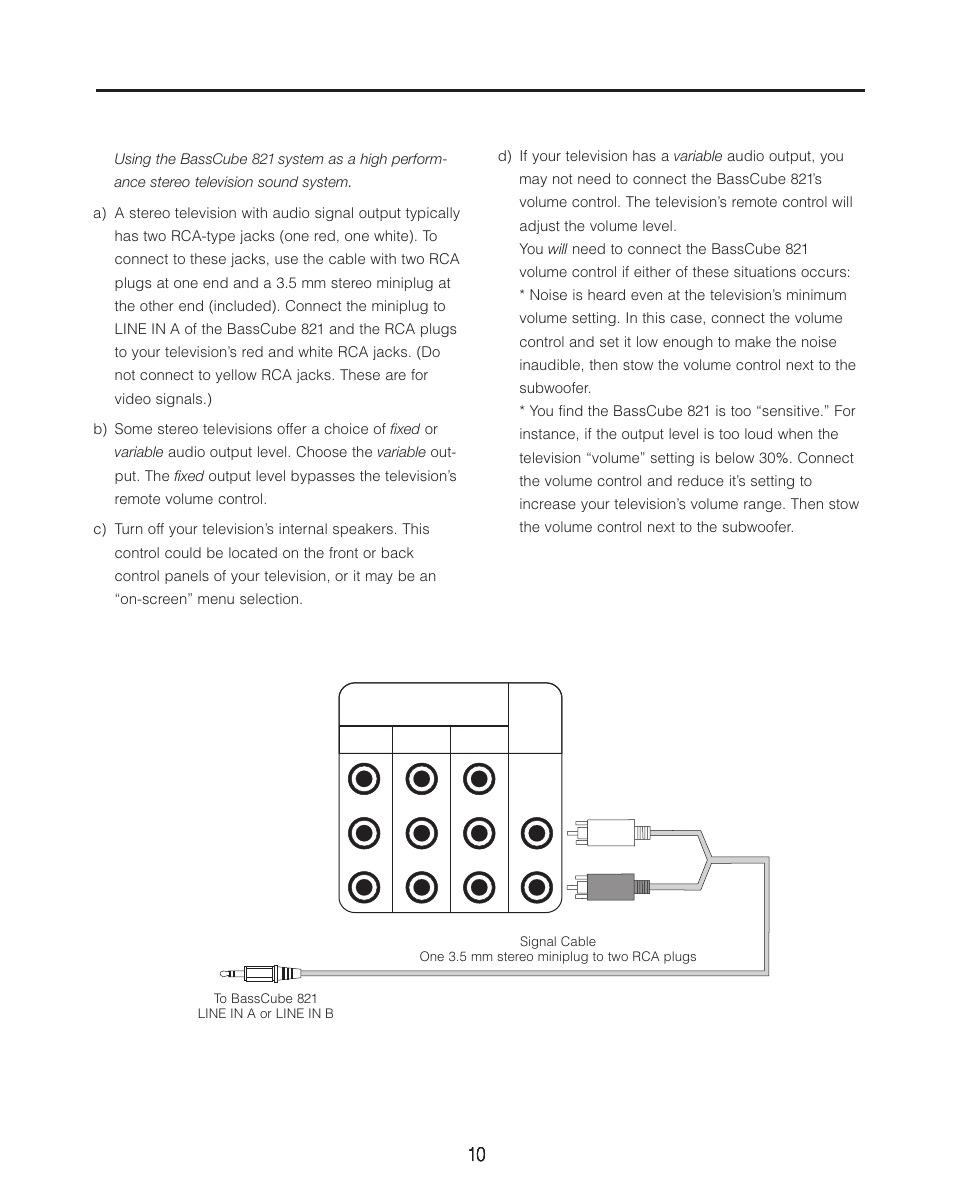 Cambridge SoundWorks BassCube 821 Subwooer/ Amplifer System User Manual | Page 10 / 16