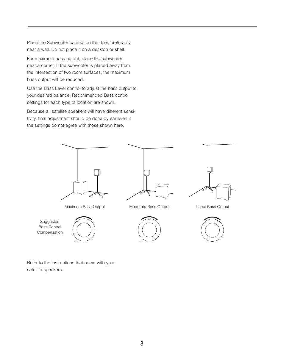 Positioning your speakers | Cambridge SoundWorks BassCube 821 Subwooer/ Amplifer System User Manual | Page 8 / 16
