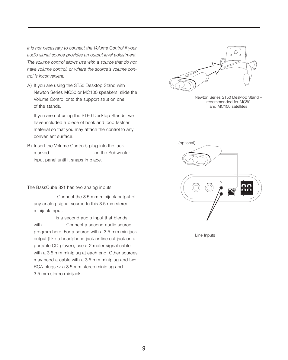 Ab c, Connections | Cambridge SoundWorks BassCube 821 Subwooer/ Amplifer System User Manual | Page 9 / 16