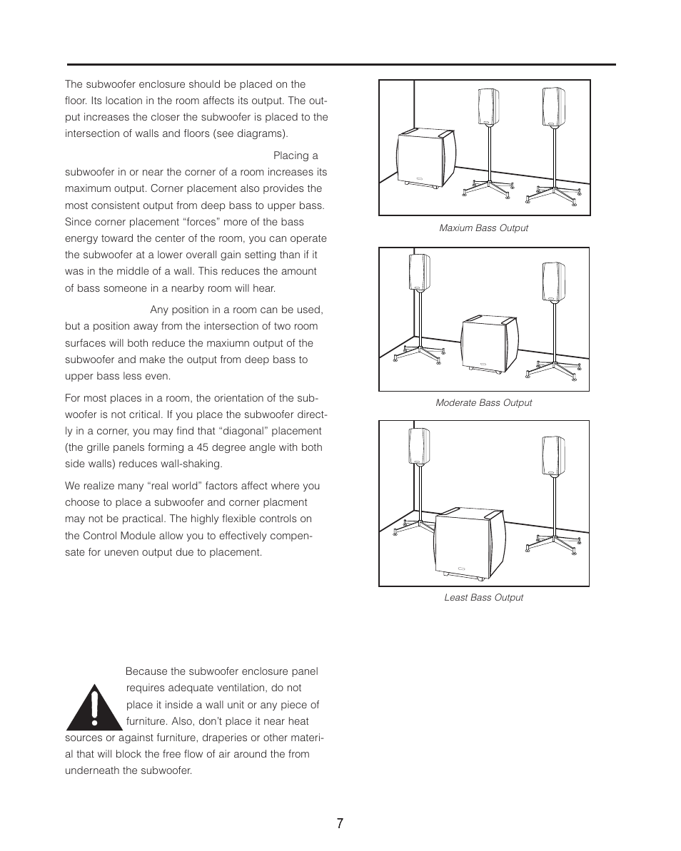 Placement | Cambridge SoundWorks P500 Subwoofer User Manual | Page 7 / 16