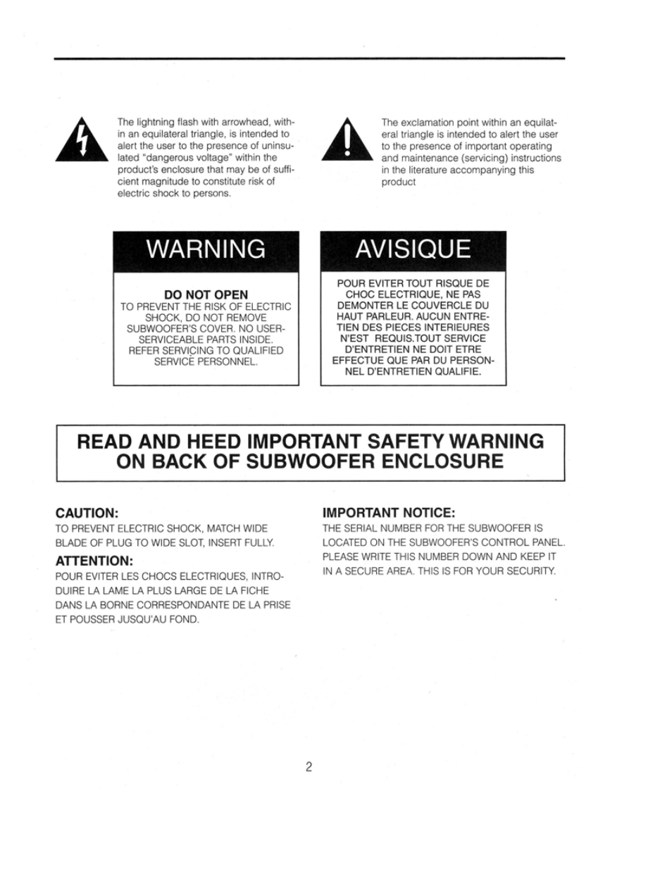 Cambridge SoundWorks P1005 1000 Watt Powered Subwoofer User Manual | Page 2 / 16